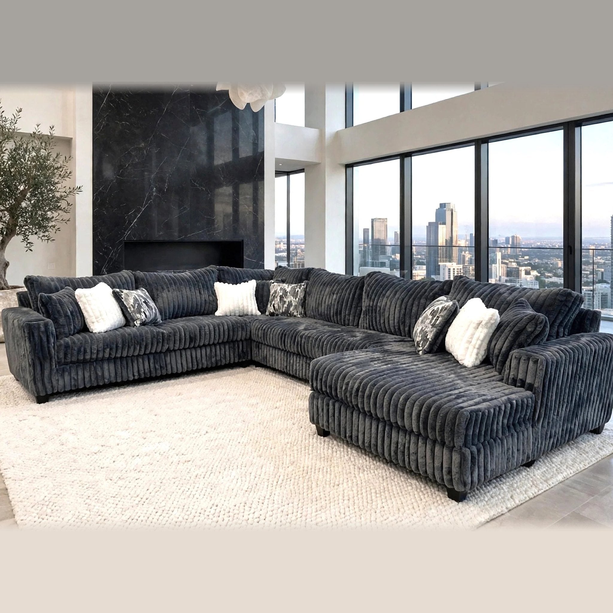 9900 XL Sectional – Charcoal